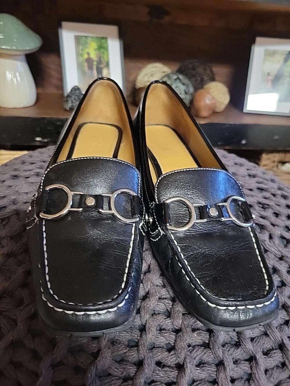 Cole Haan Black Leather Bit-Detail Loafers